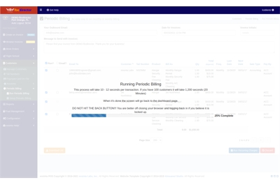 Screen Capture of Recurring Billing Being Run in FBO Director