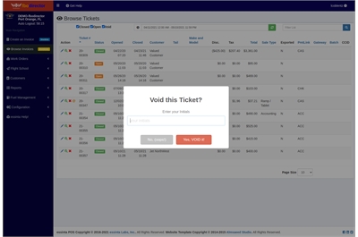 Screen Capture of Invoice Void Confirmation Message